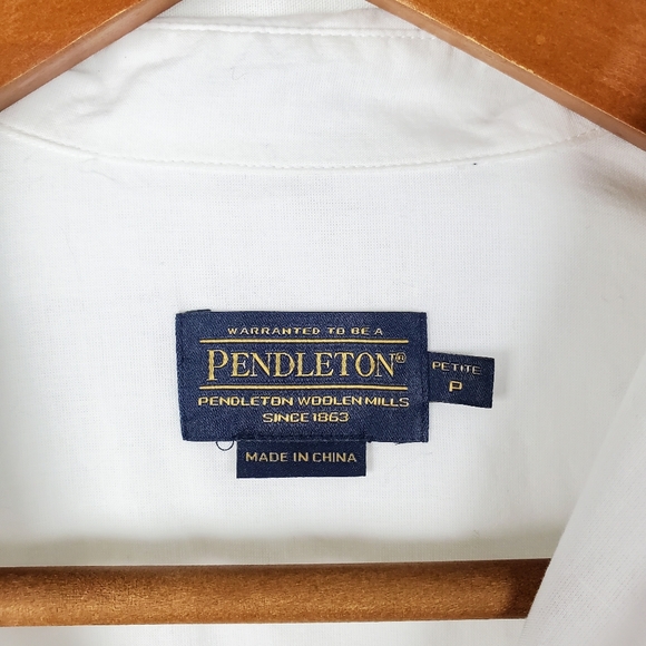 Navy-striped Pendleton button down, size P - Picture 3 of 7